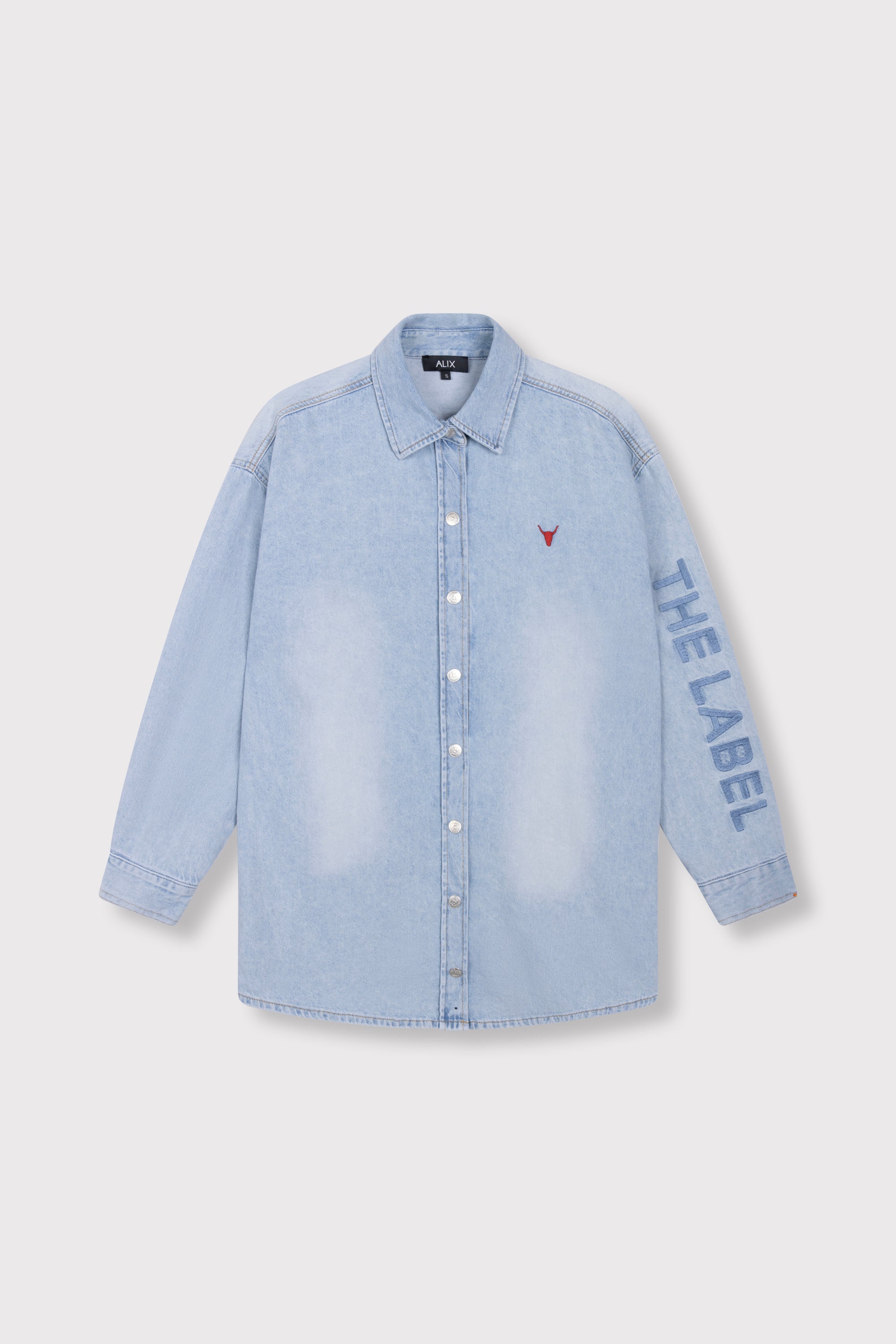 Flowy Denim Oversized Blouse - Image 3