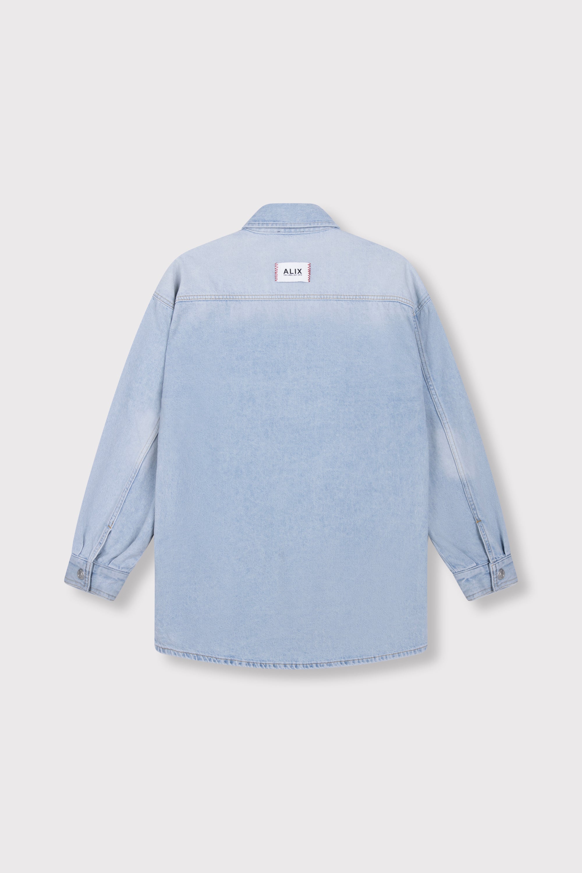 Flowy Denim Oversized Blouse - Image 4