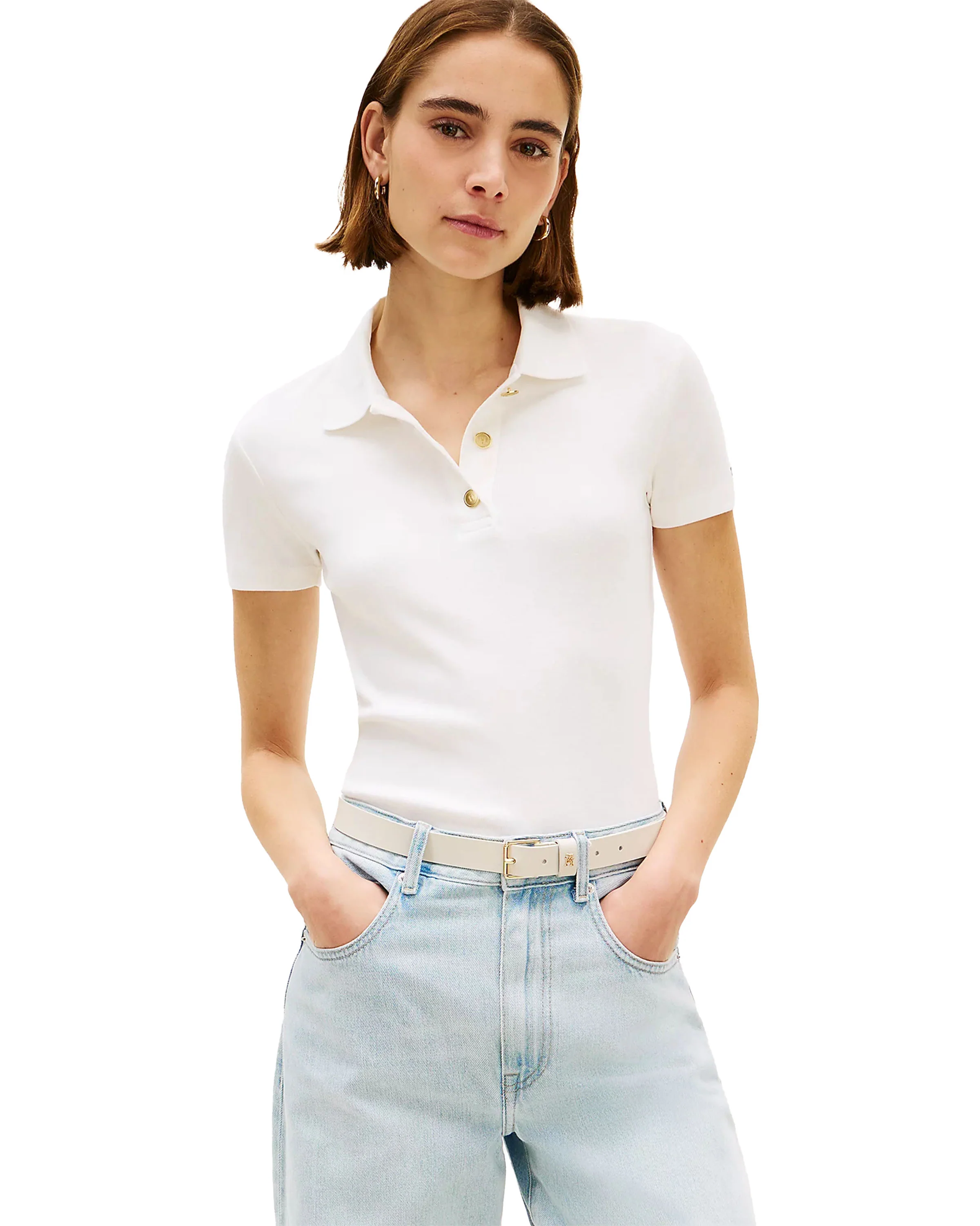 Gold Button Slim Polo